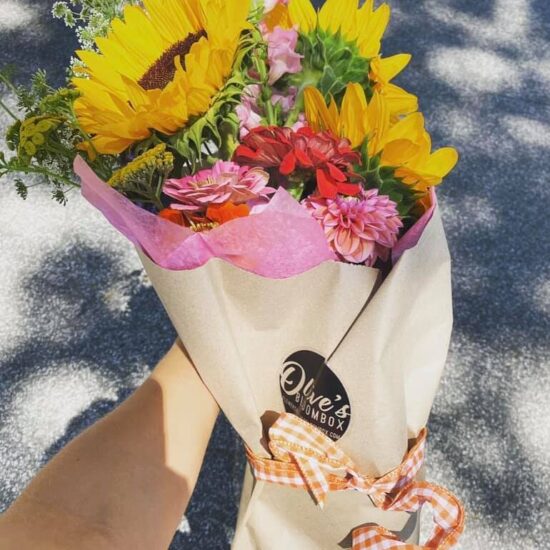 olive's bloombox floral bouquet subscription with sunflowers