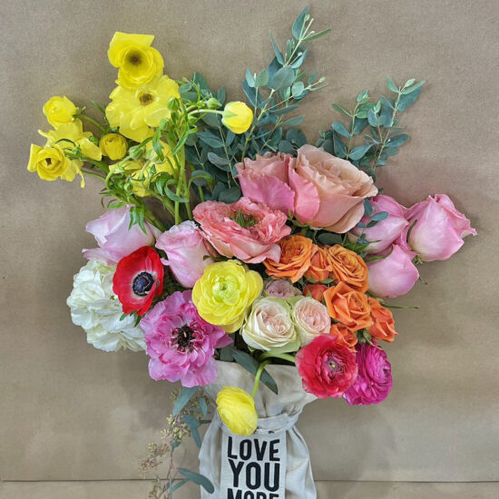 multicolored bouquet for a special occasion that says "love you more"